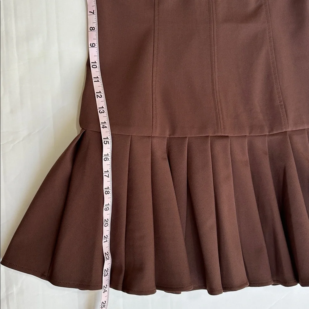 Zara Chocolate Brown Box Pleated Sleeveless Mini Dress - Picture 11 of 12